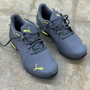 Puma Viz Runner Size 9.5 Black and Yellow Alert Athletic Running Shoes Sneakers